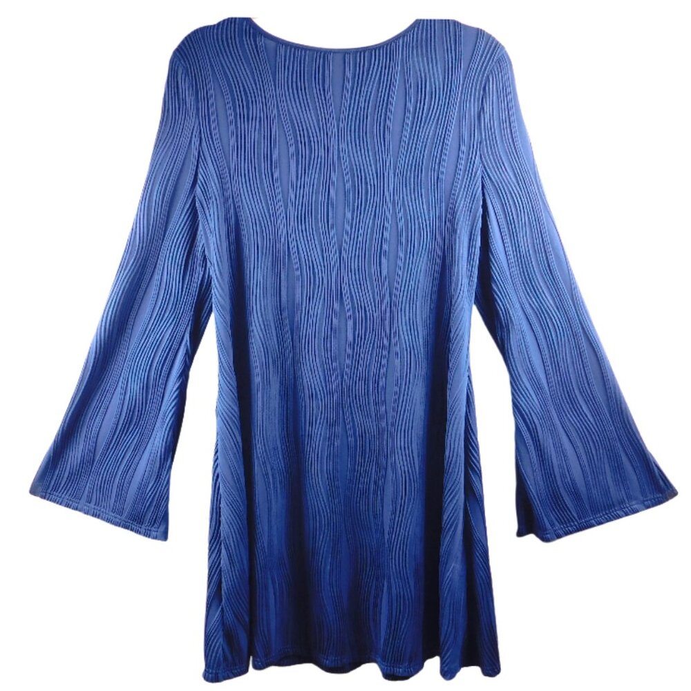 SHEIN‎ Textured Flare Sleeve A-Line Dress – Blue – Size XL
